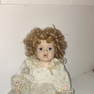 Viviana Porcelain Doll with Cream and Gold Accents